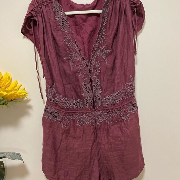 NEW Free People Weila Romper plum Floral Embroidered size S - Picture 10 of 12